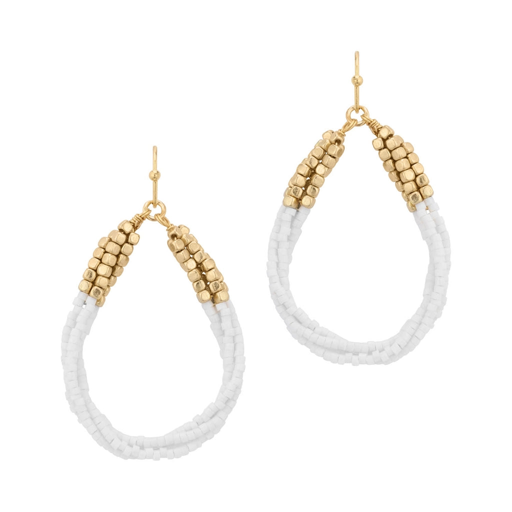 White Seed Bead Earring