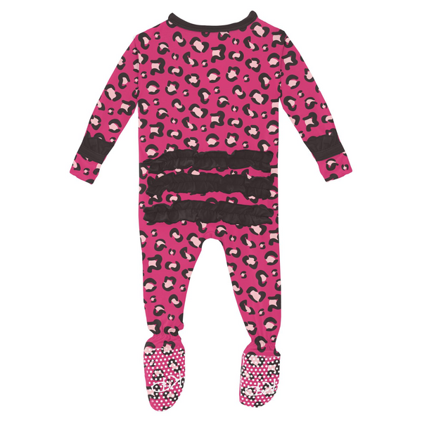 Print 2-Way Zip Ruffle Footie - Calypso Cheetah Print - Duren