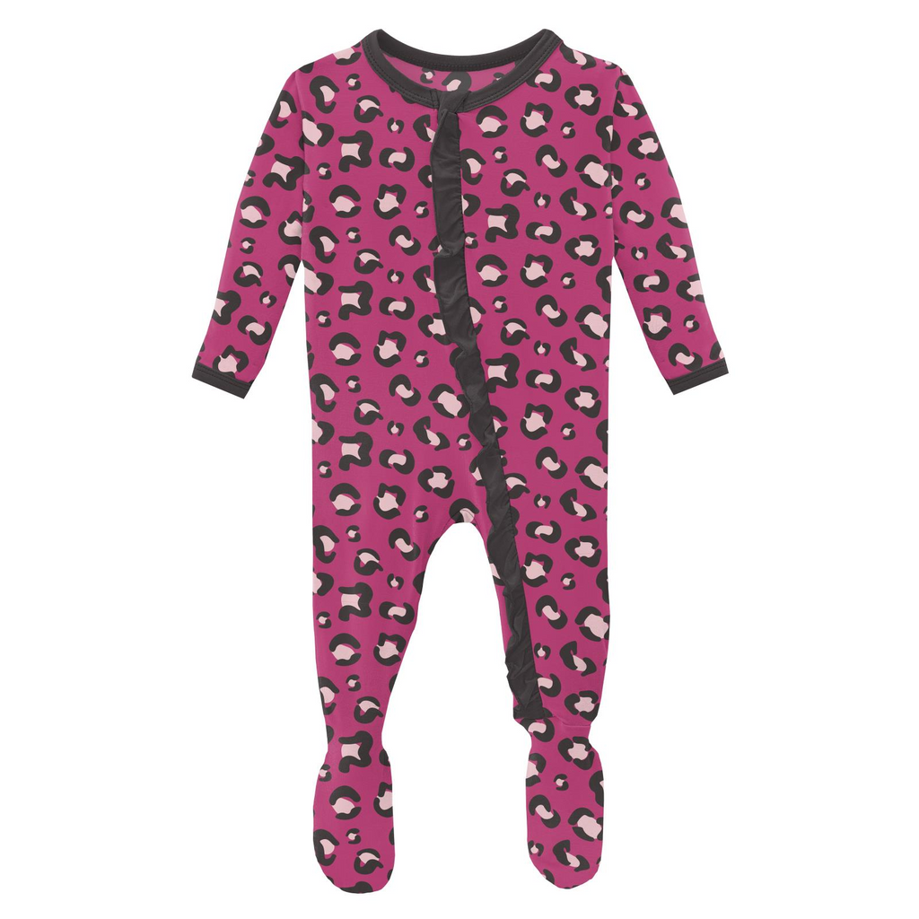 Print 2-Way Zip Ruffle Footie - Calypso Cheetah Print - Duren