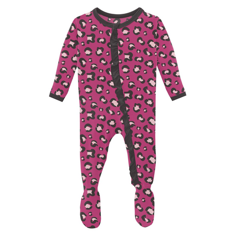 Print 2-Way Zip Ruffle Footie - Calypso Cheetah Print