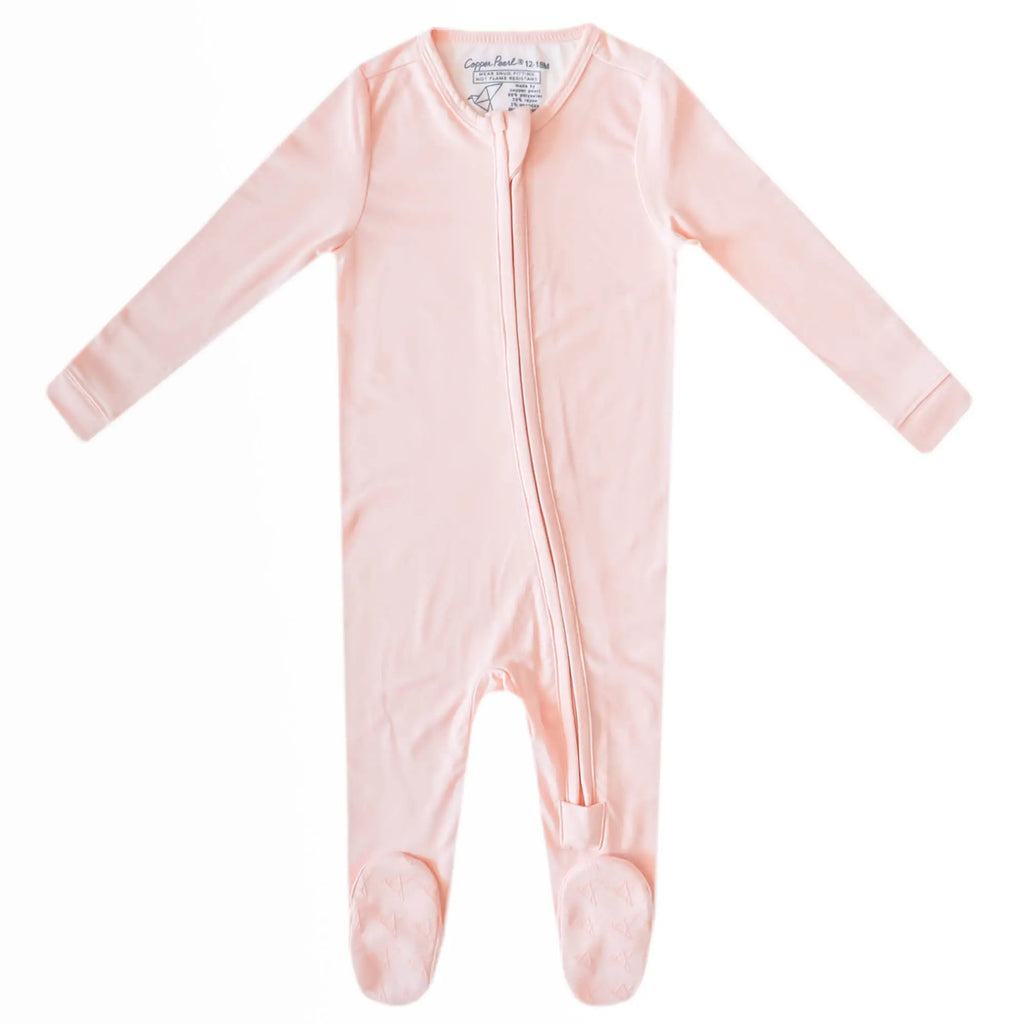 Copper Pearl Zip Up Footie - blush - C