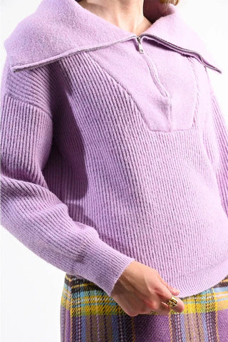 Mauve Zip Turtleneck Sweater