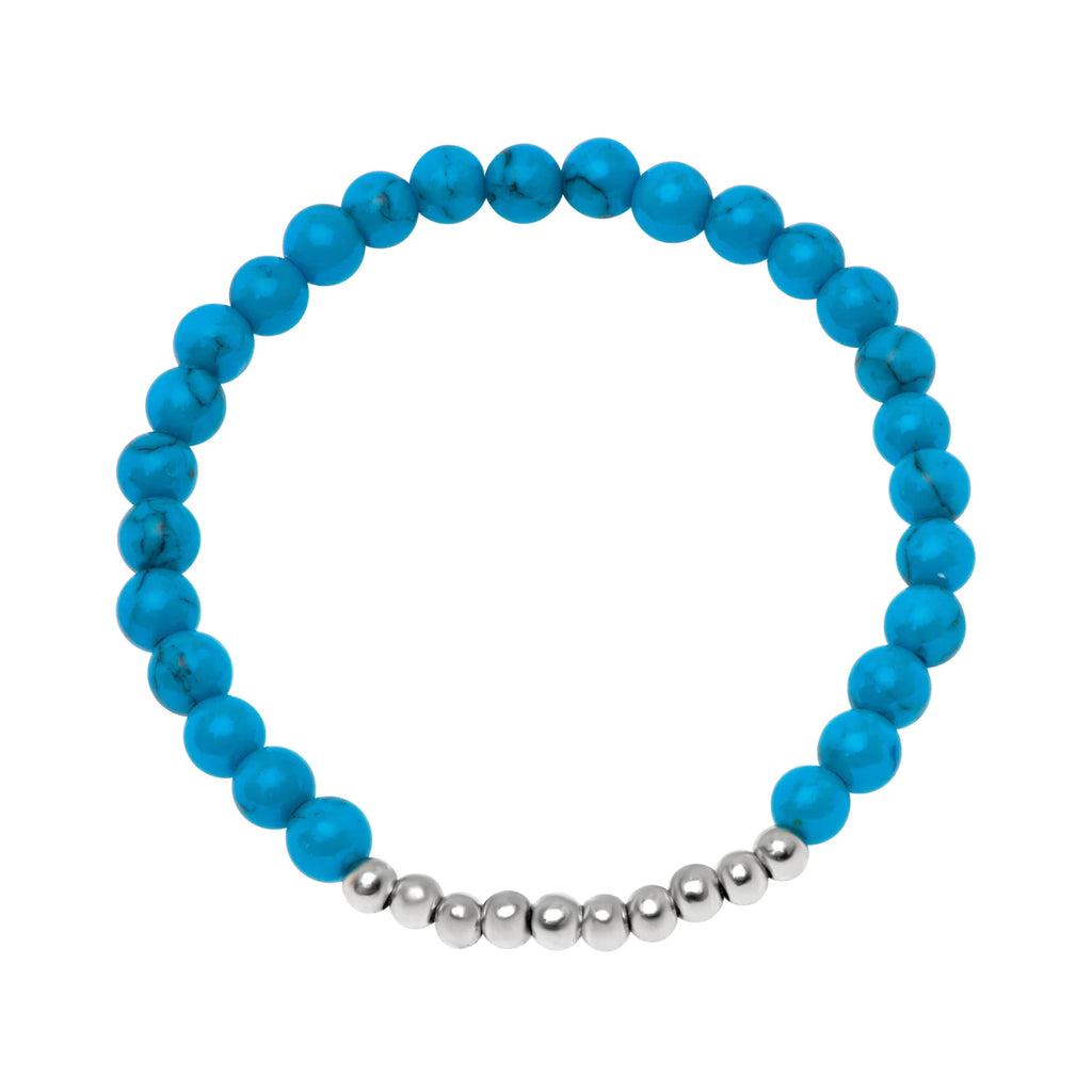Turquoise + Polished Silver Stretch Bracelet