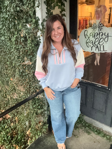 The Divide Quarter Zip - Blue/Pink