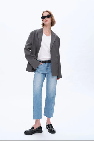 High Rise Straight Leg - Medium Blue