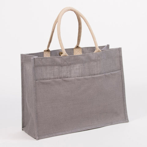 The Jute Monogrammed Pocket Tote - Gray K/S