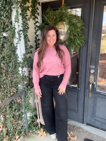 Hera Long Sleeve Crew Sweater - Rose