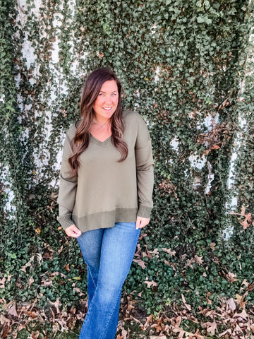 Vixie Cloud Rib Sweater - olive