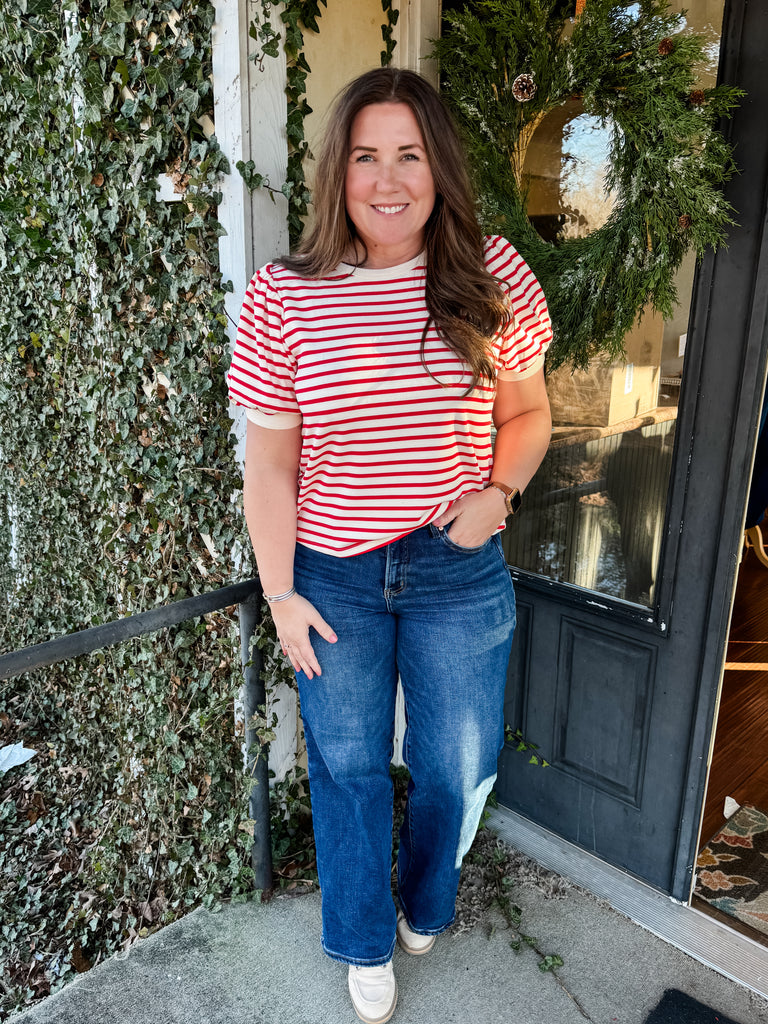 red white & stripe top