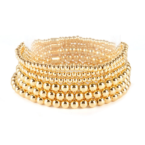 Gold Beaded Stretch Bracelets