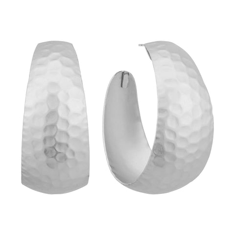 matte silver textured hoop