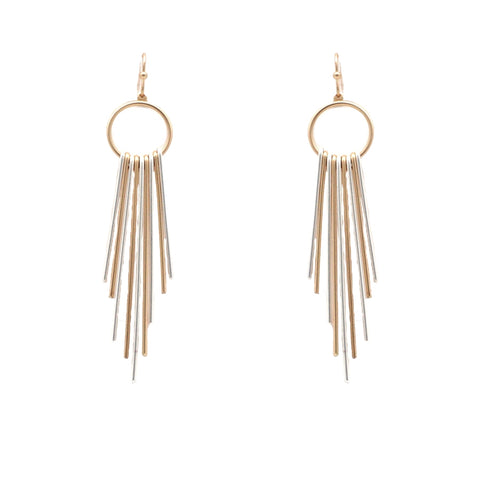 Gold & Silver Layered Bar Earring