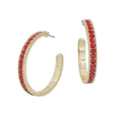 gold & red crystal earring