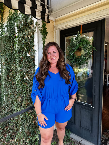 Vneck Royal Blue Romper