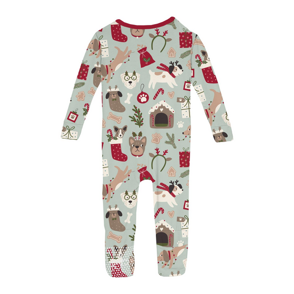 Print Convertible Zip Coverall - Aloe Christmas Dogs