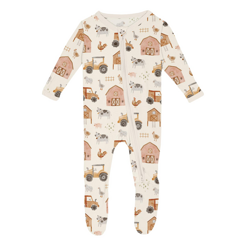 2 Way Print Zip Footie - Natural Farm Life