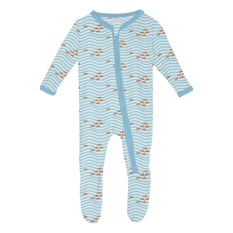 Print Footie with 2 Way Zipper - Fresh Air Little Fishy