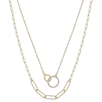 Gold Linked Layered Pendant Necklace