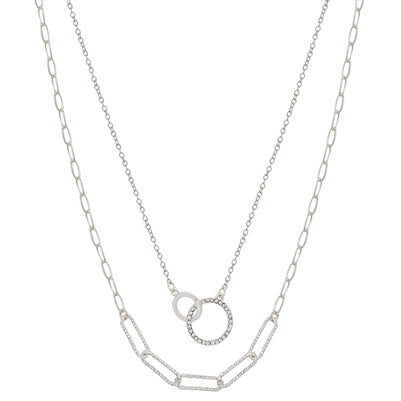 silver linked pendant necklace