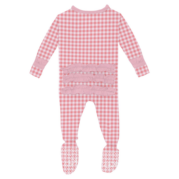 2 Way Print Zip Ruffle Footie - Cake Pop Gingham