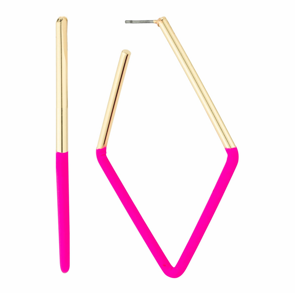 Gold Diamond + Hot Pink Dipped Hoop