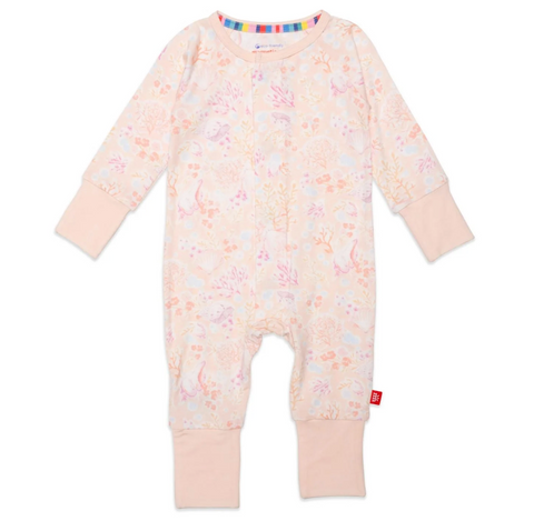 coral floral magnetic grow with me coverall