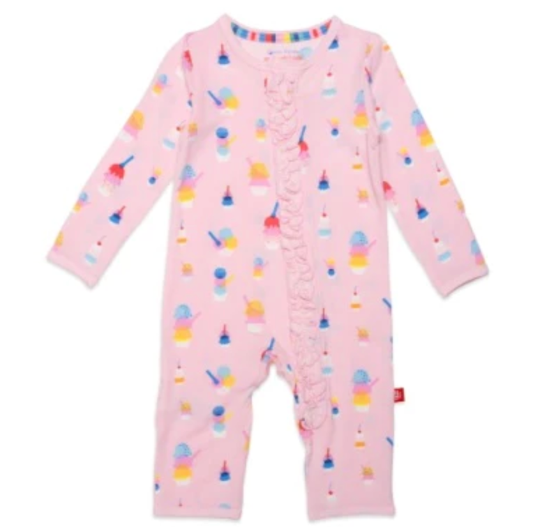 pink sundae funday coverall with ruffles