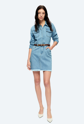 Resa Denim Shirt Dress - Light Blue