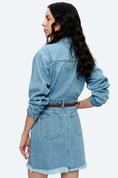 Resa Denim Shirt Dress - Light Blue