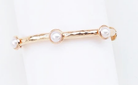 gold pearl bangle bracelet