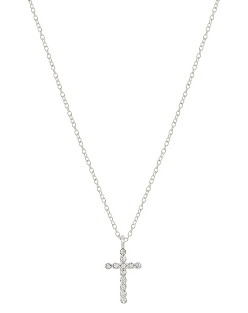 silver rhinestone cross necklace