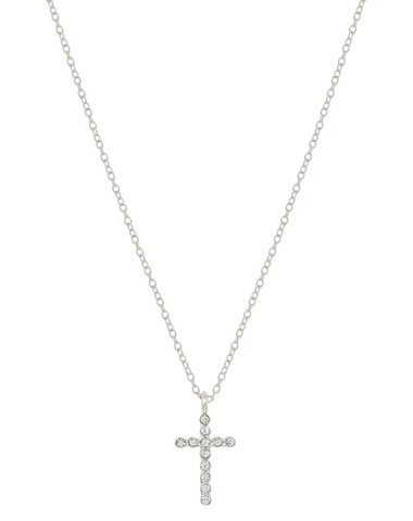 silver rhinestone cross necklace