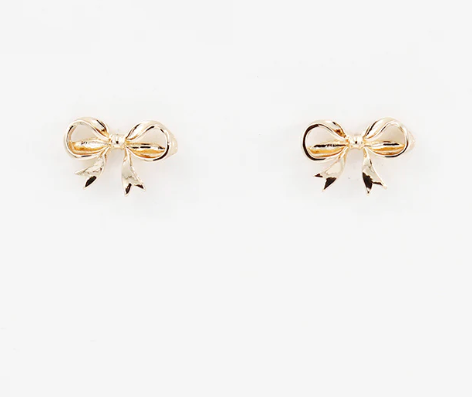 gold bow stud earring