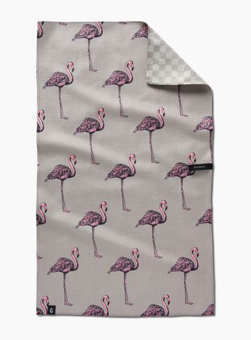 Geometry Double Sided Tea Towel - flamingo dance