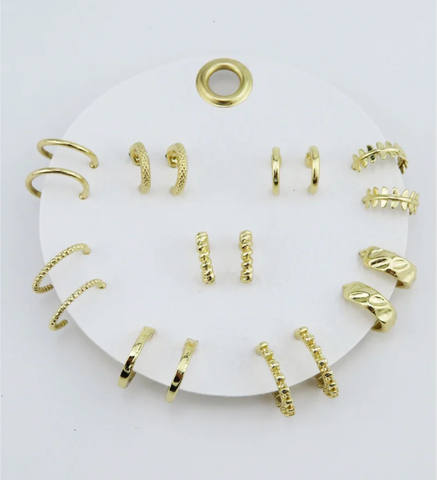 set of 9 gold hoops