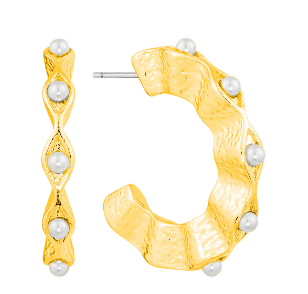 gold textured hoop earrings