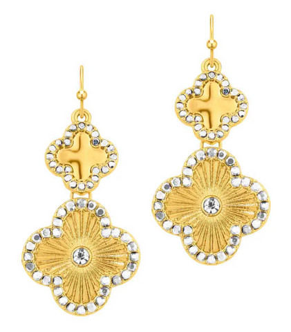 double clover drop earring