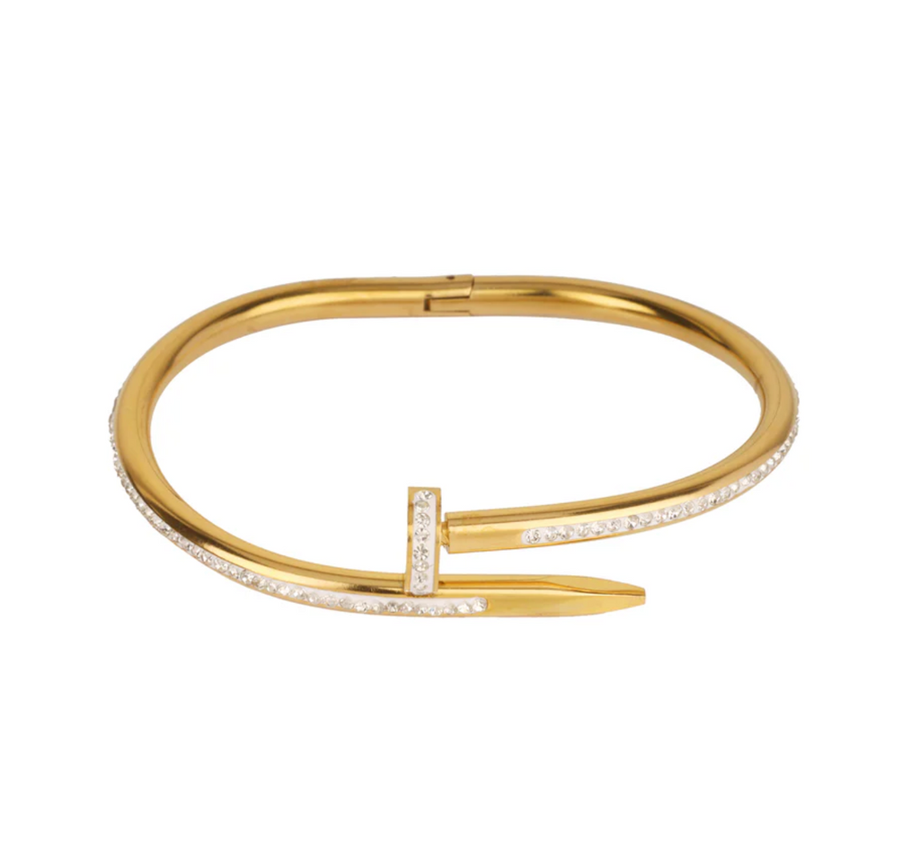 gold metal rhinestone bangle bracelet