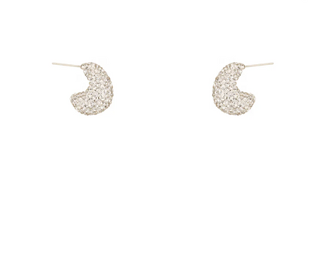 silver pave rhinestone earring