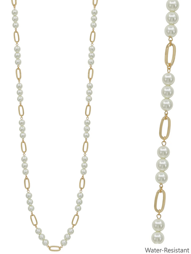 pearl bead and open oval necklace