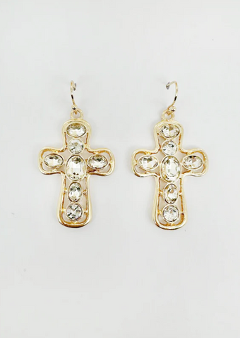gold cross earrings