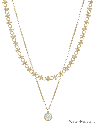 layered necklace with circle charms
