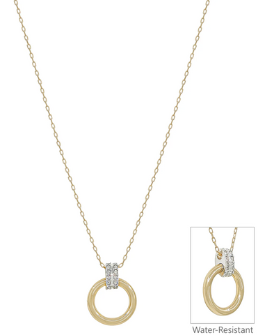 gold open circle with crystal accents