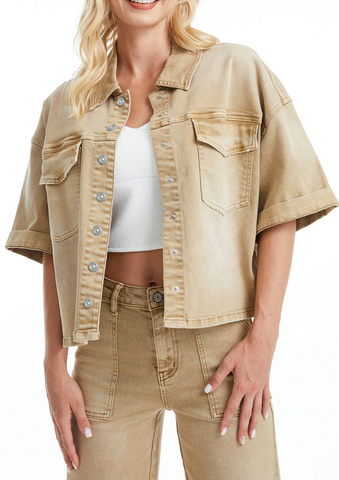 Puffy Sleeve Denim Jacket
