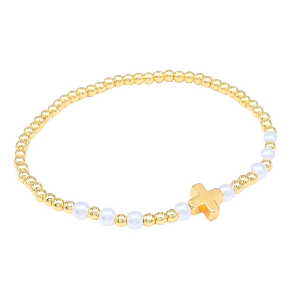 stainless steel gold cross bracelet