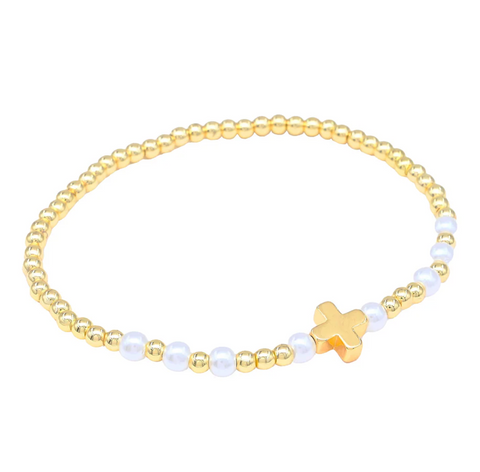 stainless steel gold cross bracelet