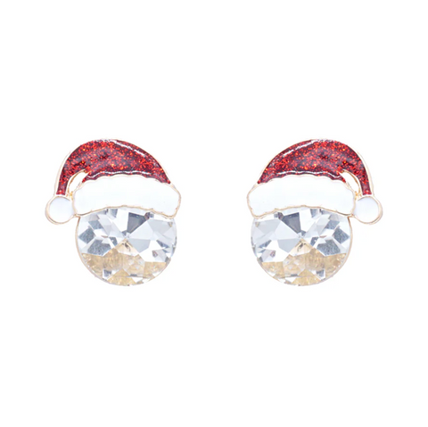 Christmas Clear Stone with Hat Earring