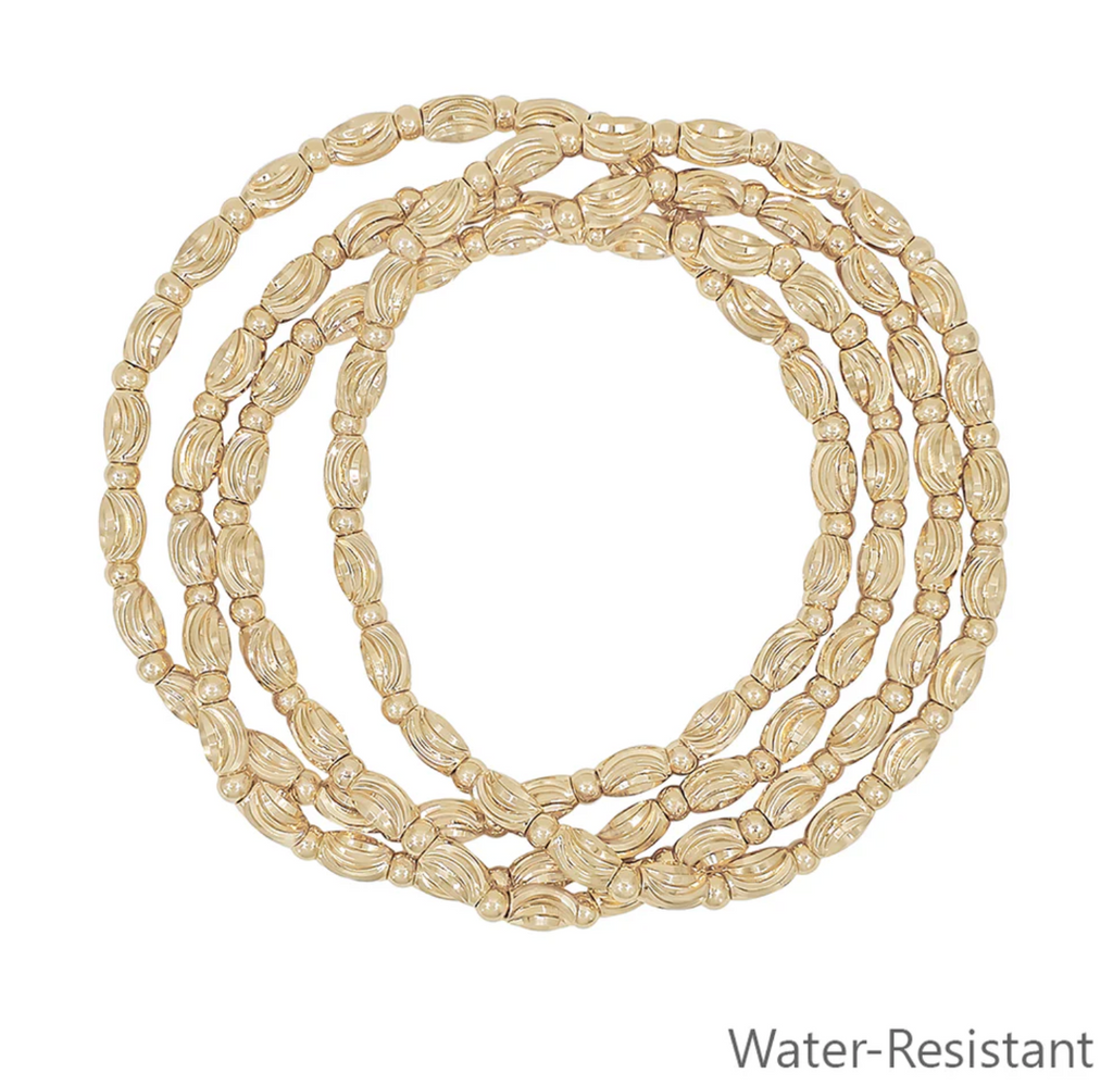 set of 4 textured oval beaded bracelets