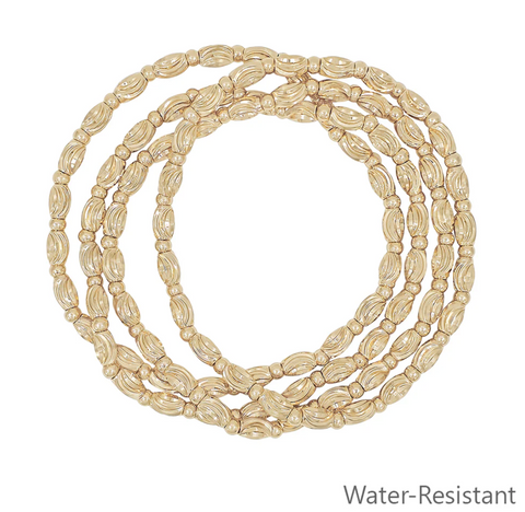 set of 4 textured oval beaded bracelets
