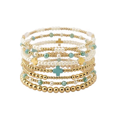 turquoise cross stretch bracelets